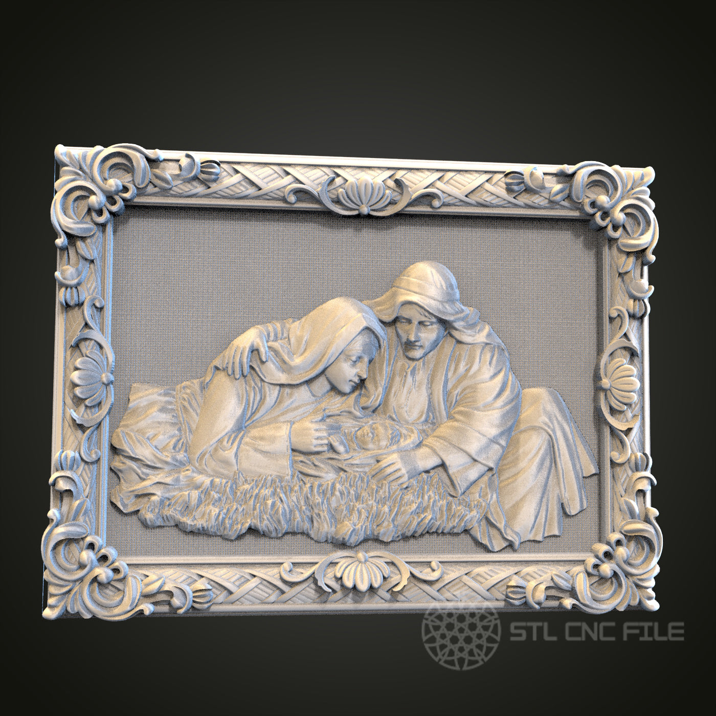 Nativity Scene Relief STL Model for CNC Router Engraver, Artcam, Aspire, Wood Wall Decor, 3D Printer