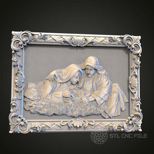 Nativity Scene Relief STL Model for CNC Router Engraver, Artcam, Aspire, Wood Wall Decor, 3D Printer