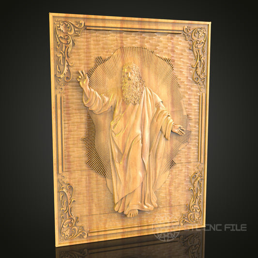 Sacred Figure 3D STL Model - CNC Router File for Religious Wood Carving, Spiritual Art Panel