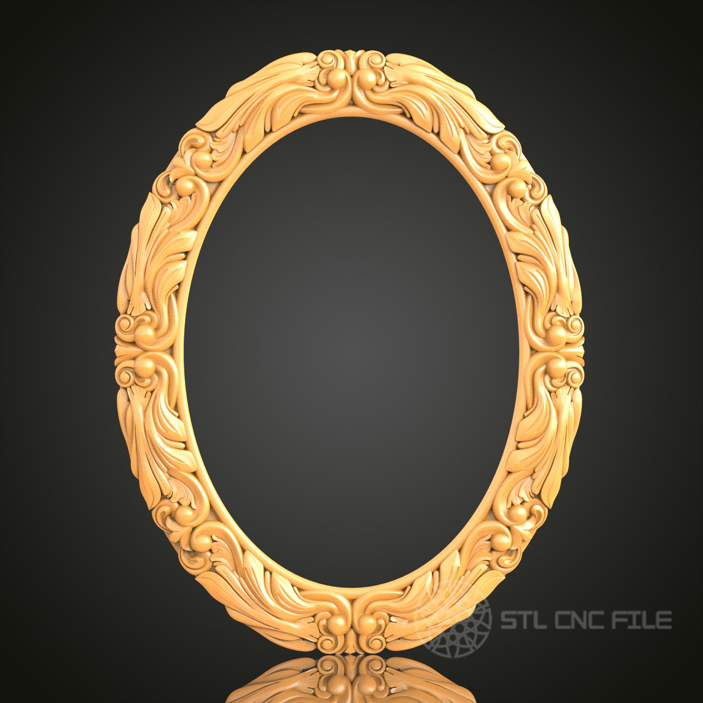 Classical Floral Oval Frame STL Model – Perfect for CNC and 3D Printing Decor Projects