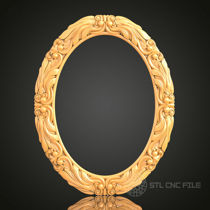 Classical Floral Oval Frame STL Model – Perfect for CNC and 3D Printing Decor Projects