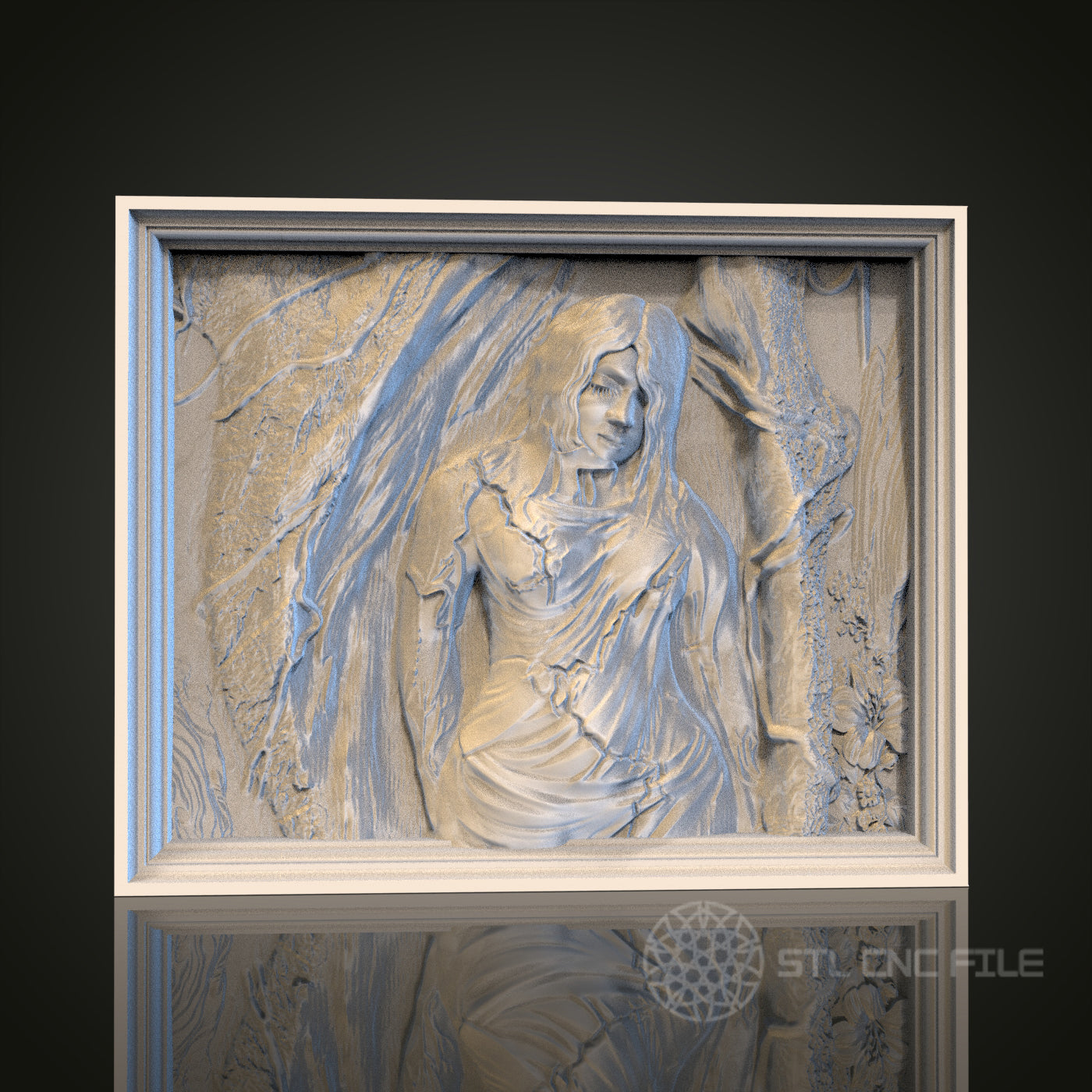 Forest Maiden Relief STL Model for CNC Router Engraver, Artcam, Aspire, Wood Wall Decor, 3D Printer