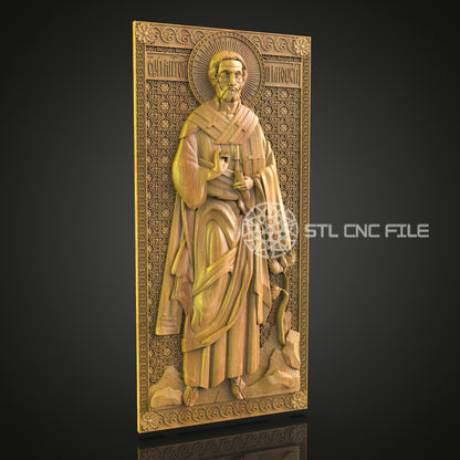 Saintly Apostle CNC Router Engraved Wood Panel - Ornate Religious Art for Church and Home Decor