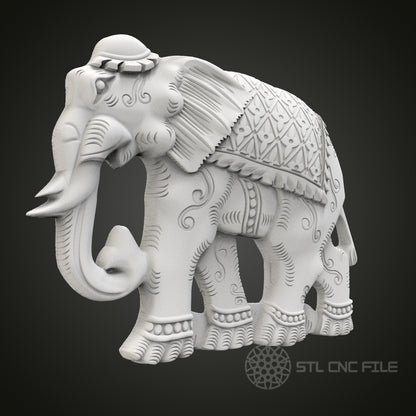 Ornate Elephant Statue STL Model for CNC Router Engraver, Artcam, Aspire, Wood Art Wall Decor
