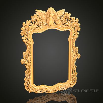 Angel Ornate Frame STL Model for CNC Router Engraver, Artcam, Aspire, Wood Art, Wall Decor, 3D Printer