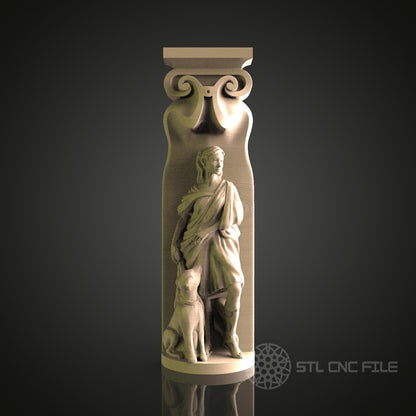 Classical Column with Female Figure for CNC and 3D Printing - STL File