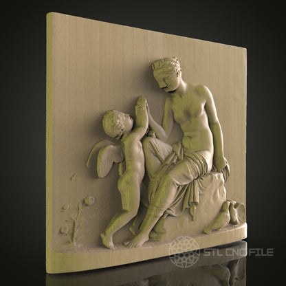 Classical Angel and Woman Relief STL Model for CNC Router, Aspire, Artcam, 3D Printer, Wall Decor, Wood Art