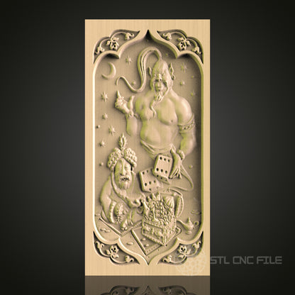 Genie and Sultan 3D CNC Router Engraver File, STL Model for Artcam Aspire, Wood Wall Decor