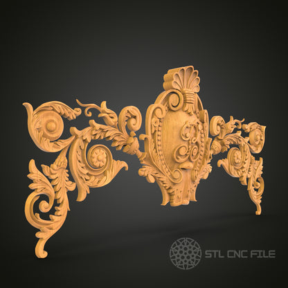 Baroque Scrollwork STL File for CNC - Ornate Rococo 3D Wood Carving Design
