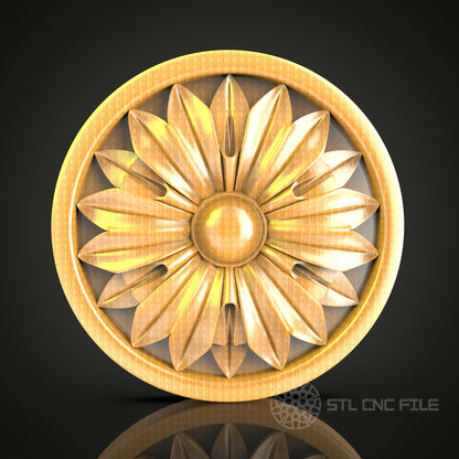 Sunburst Floral Medallion STL Model for CNC Router, Compatible with Artcam, Aspire - Elegant Ceiling Decor