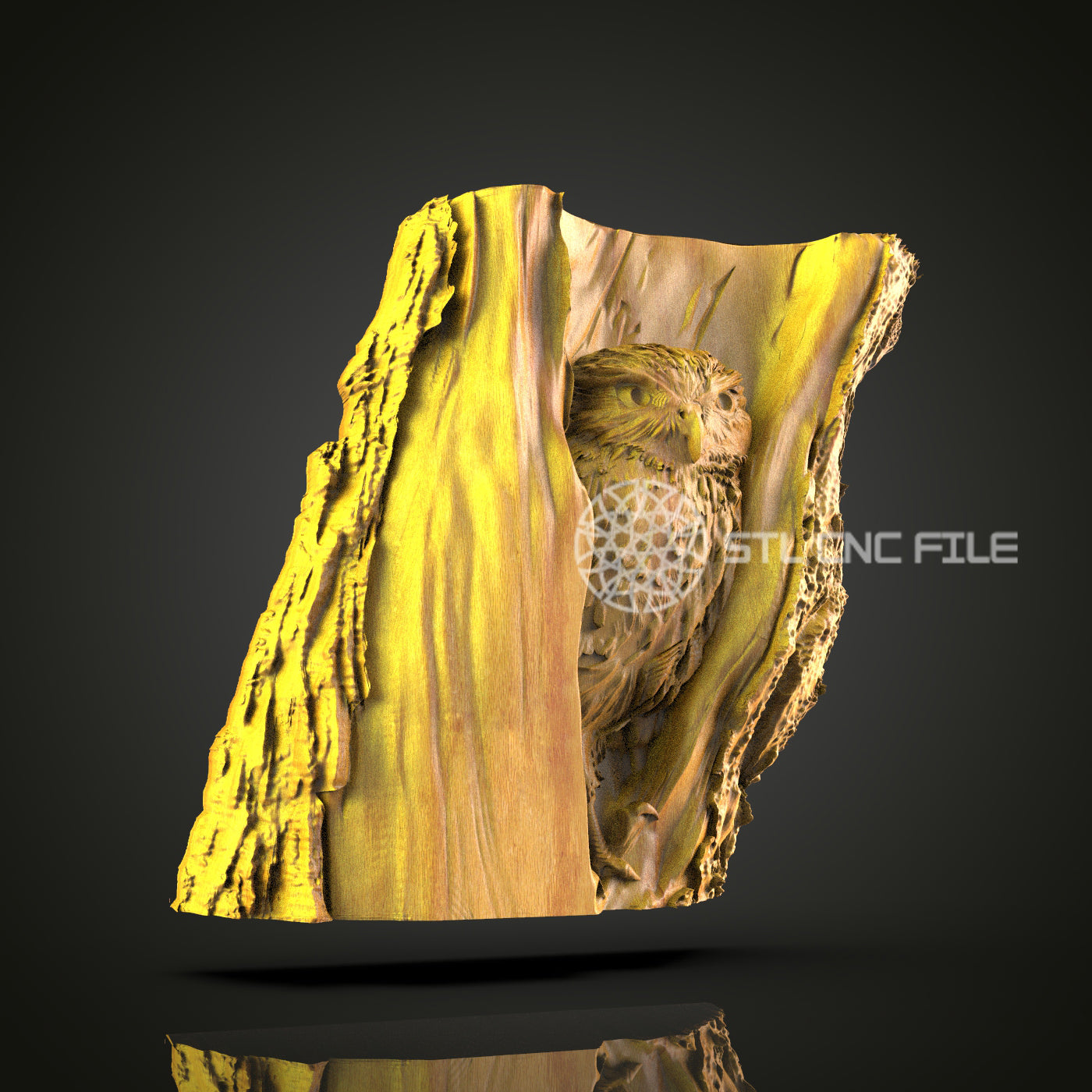 Mystical Owl in Tree 3D Model for CNC Router - Artcam, Aspire, STL Files