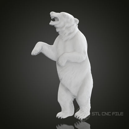 Standing Bear 3D Relief Art for CNC Router, Artcam, Aspire, Wall Decor, STL Model, Compatible with 3D Printers