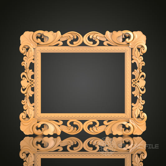 Elegant Ornate Square Frame STL Model for CNC Router Engraver and 3D Printer - Wall Decor