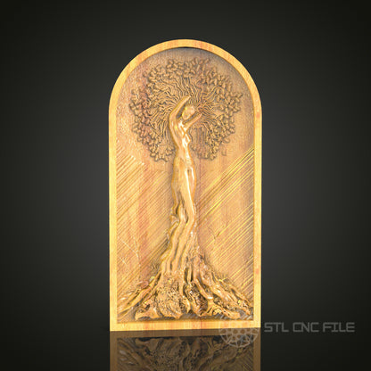 Enchanted Tree Woman Wall Art - 3D STL File for CNC Wood Carving
