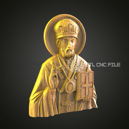 Sacred Saint STL File for CNC Engraving - Religious Icon Wood Carving Digital Model