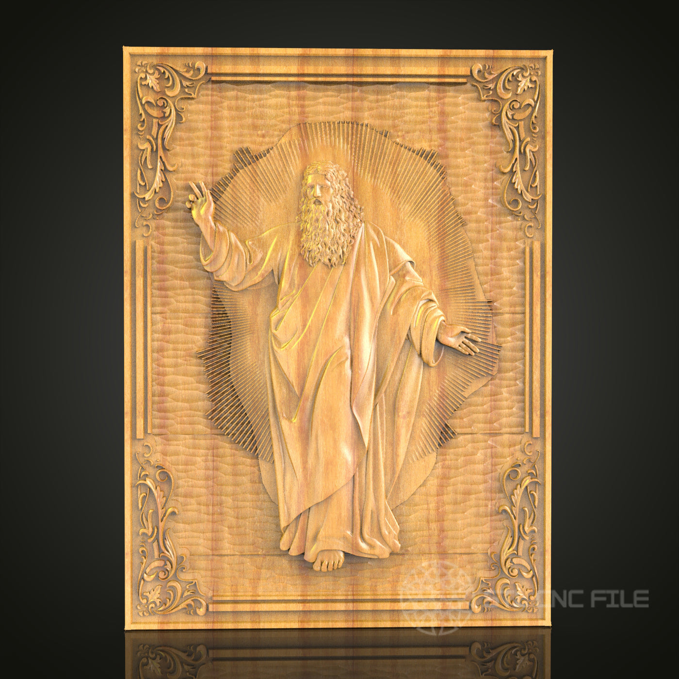 Sacred Figure 3D STL Model - CNC Router File for Religious Wood Carving, Spiritual Art Panel