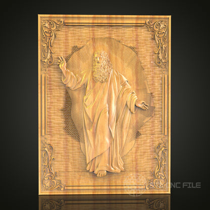 Sacred Figure 3D STL Model - CNC Router File for Religious Wood Carving, Spiritual Art Panel
