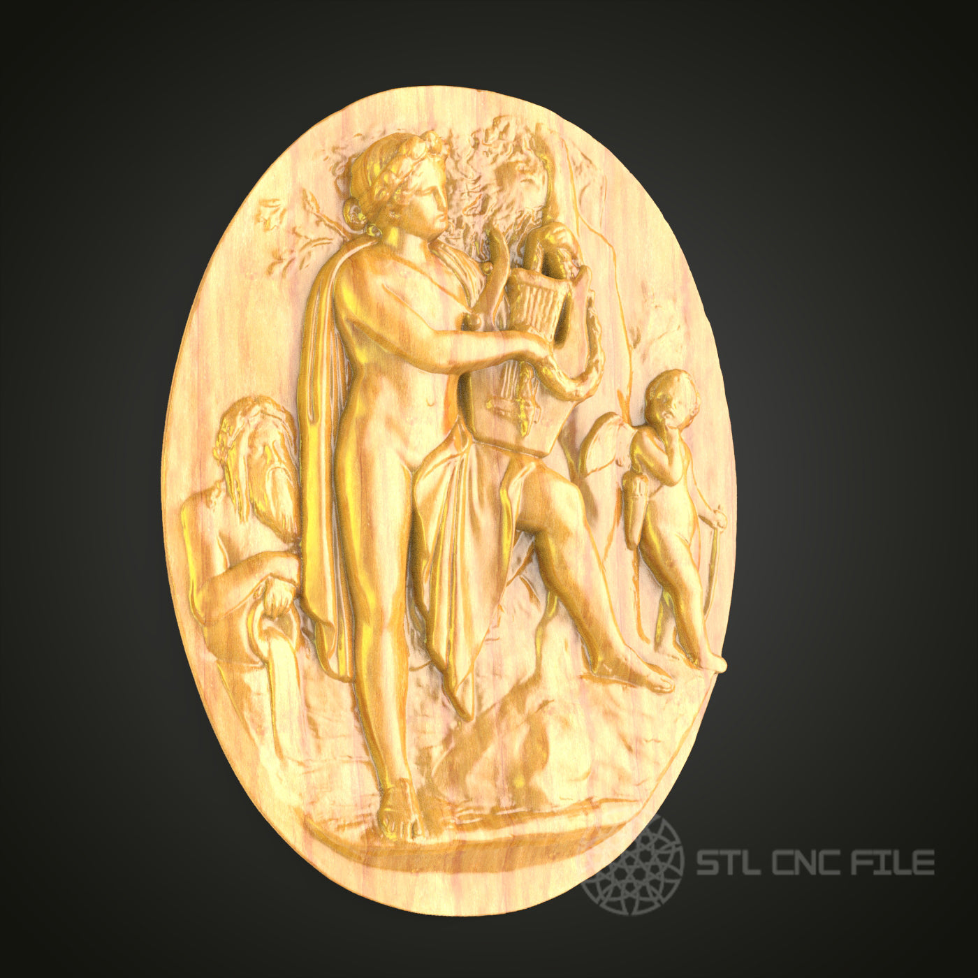 Classical Mythology Scene Wall Art - 3D STL File for CNC Wood Carving