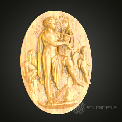Classical Mythology Scene Wall Art - 3D STL File for CNC Wood Carving