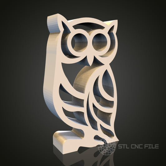 Stylized Owl Cutout Relief STL Model for CNC and 3D Printing, Artcam, Aspire, Wall Decor