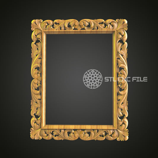 Ornate Floral Decorative Frame 3D Model for CNC Router - Artcam, Aspire, STL Files