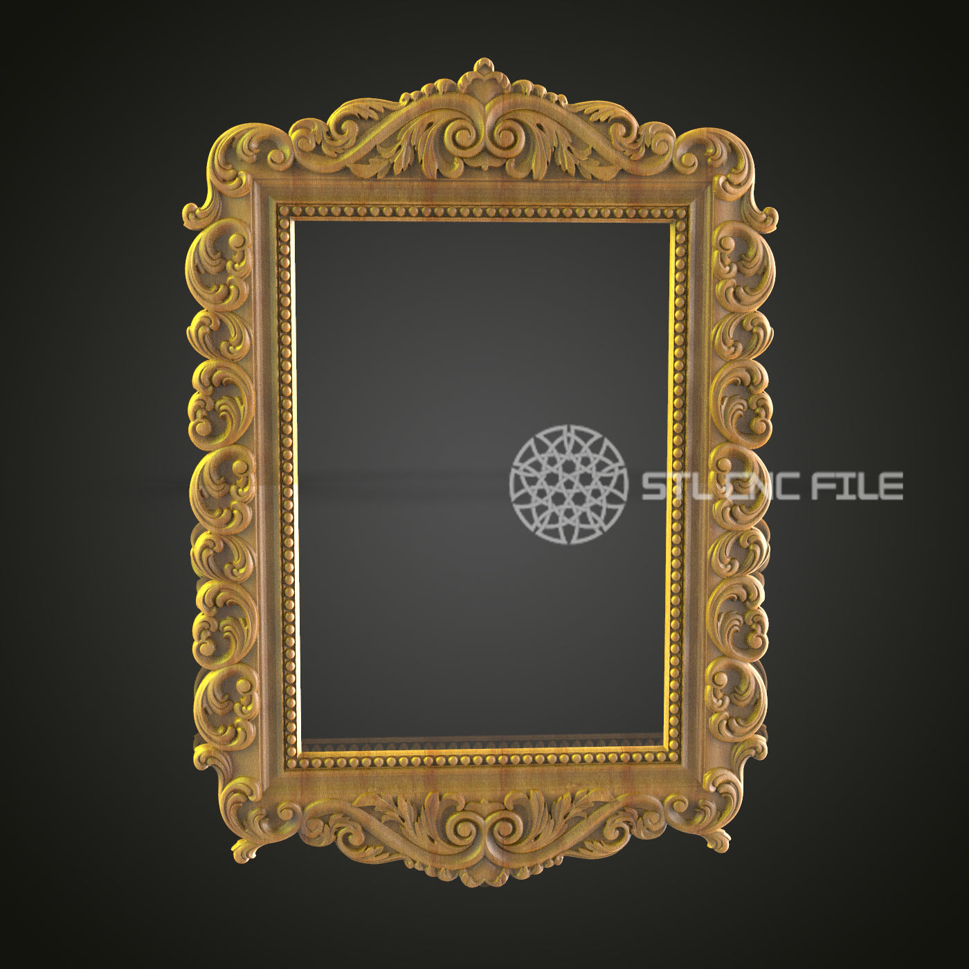 Elegant Rococo Frame STL File for CNC Engraving - Exquisite Wood Art Decor Digital Model