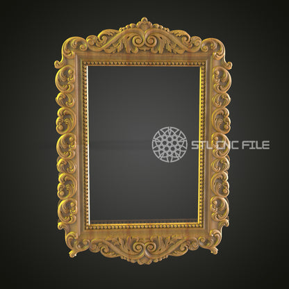 Elegant Rococo Frame STL File for CNC Engraving - Exquisite Wood Art Decor Digital Model