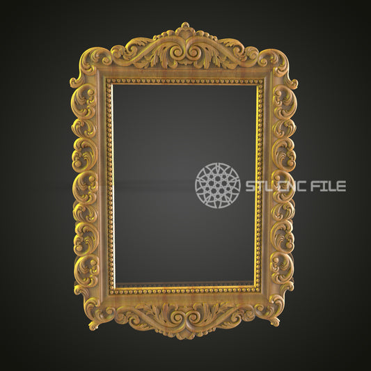Elegant Rococo Frame STL File for CNC Engraving - Exquisite Wood Art Decor Digital Model