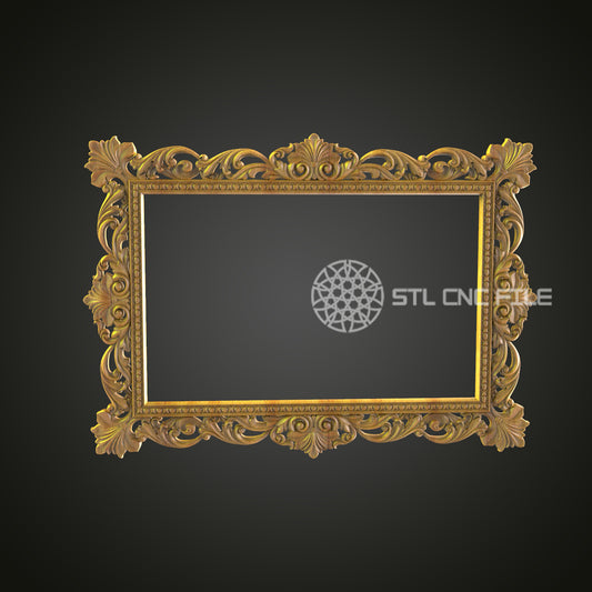 Elegant Ornate Golden Frame 3D Model for CNC - Artcam, Aspire, STL Files