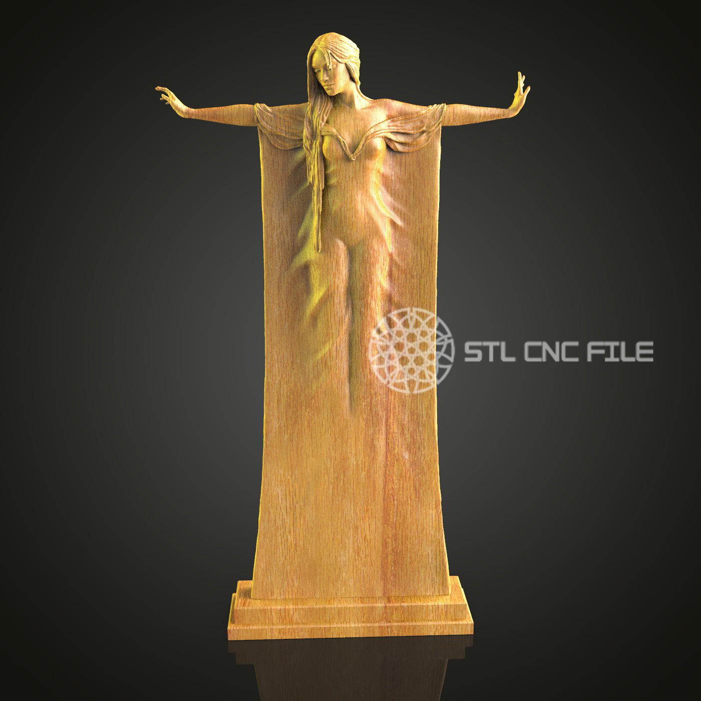 Elegant Classical Female Figure CNC Router Engraved Sculpture - Timeless Wood Art for Home or Office Decor