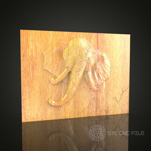 Regal Elephant 3D Relief Model for CNC – Exotic Wildlife Art, Wood Carving File