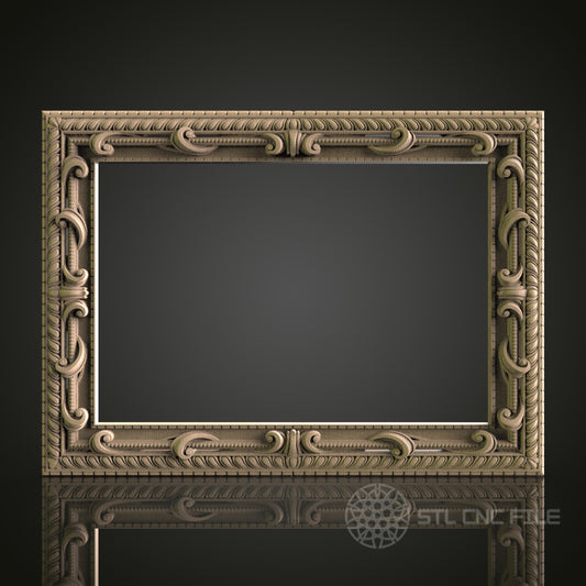 Ornate Rectangular Frame for CNC and 3D Printing - STL File