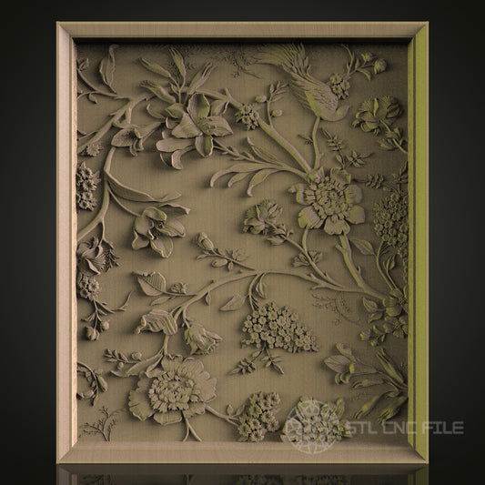 Intricate Floral Panel - STL File for CNC and 3D Printing