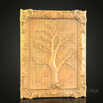 Tree of Life 3D STL Model - CNC Router File for Nature Inspired Wood Carving, Decorative Art Panel