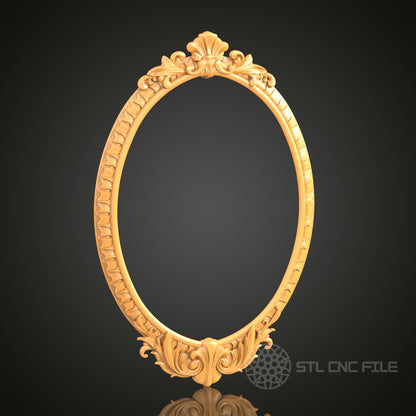 Classic Oval Frame STL Model for CNC Router Engraver - Artcam, Aspire, Wall Decor