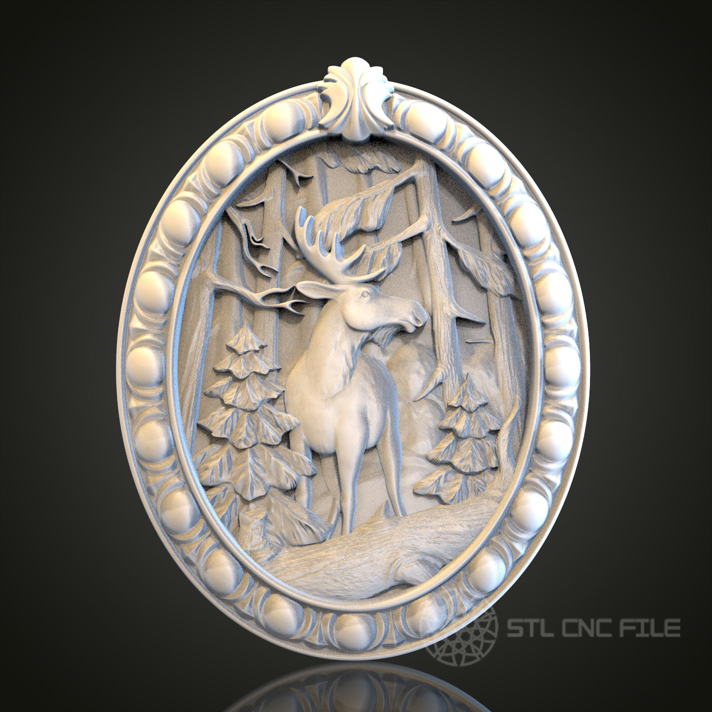 Deer Forest Relief STL Model for CNC Router Engraver, Artcam, Aspire, Wood Wall Decor, 3D Printer