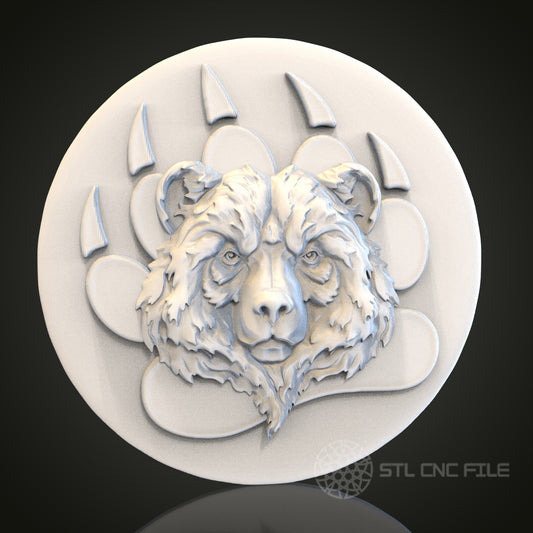 Bear Paw Relief STL Model for CNC Router Engraver, Artcam, Aspire, Wood, Wall Decor