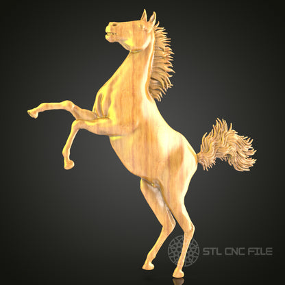 Majestic Rearing Horse STL File for CNC, 3D Wood Carving, Equestrian Art, Router Engraving, Dynamic Decor
