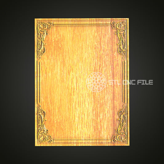 Wood Texture CNC Frame STL File, Elegant Corner Detail Design for Artcam, Aspire