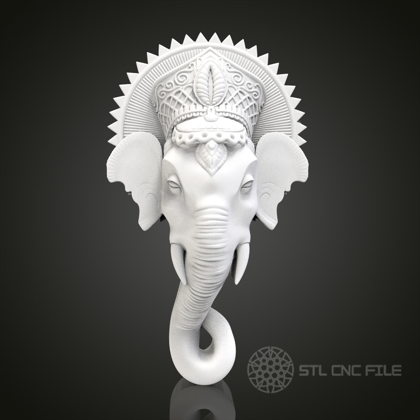 Elephant Head Sculpture - 3D CNC Engraved Wood Panel, Artcam Aspire STL Model for CNC Router, Intricate Wall Art