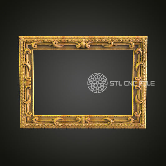 Classic Rope Border Rectangular Frame 3D Model for CNC - Artcam, Aspire, STL Files