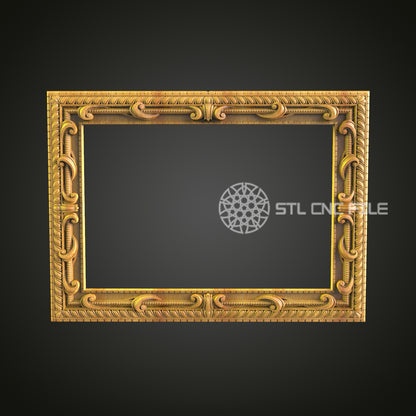 Classic Rope Border Rectangular Frame 3D Model for CNC - Artcam, Aspire, STL Files