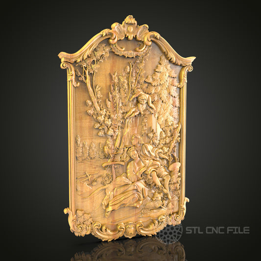 Forest Nymphs 3D Relief STL File for CNC, Mythical Wood Wall Art