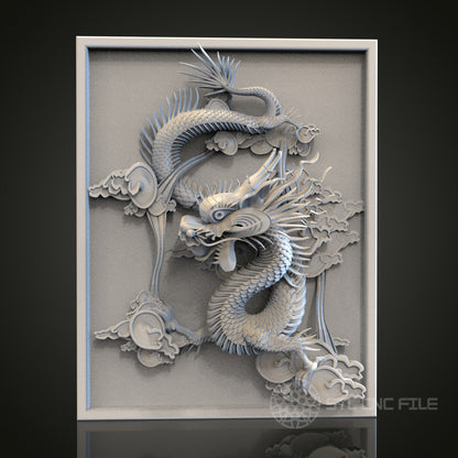 Dragon Relief Panel STL Model for CNC Router Engraver, Artcam, Aspire, Wood, Wall Decor