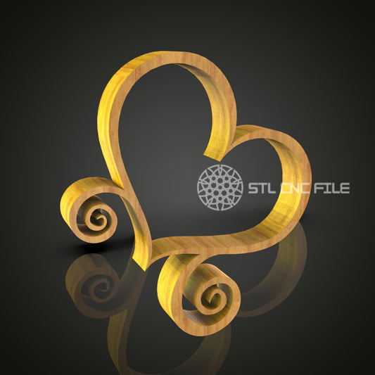 Whimsical Heart Sculpture - CNC Router STL File, Decorative Love Ornament