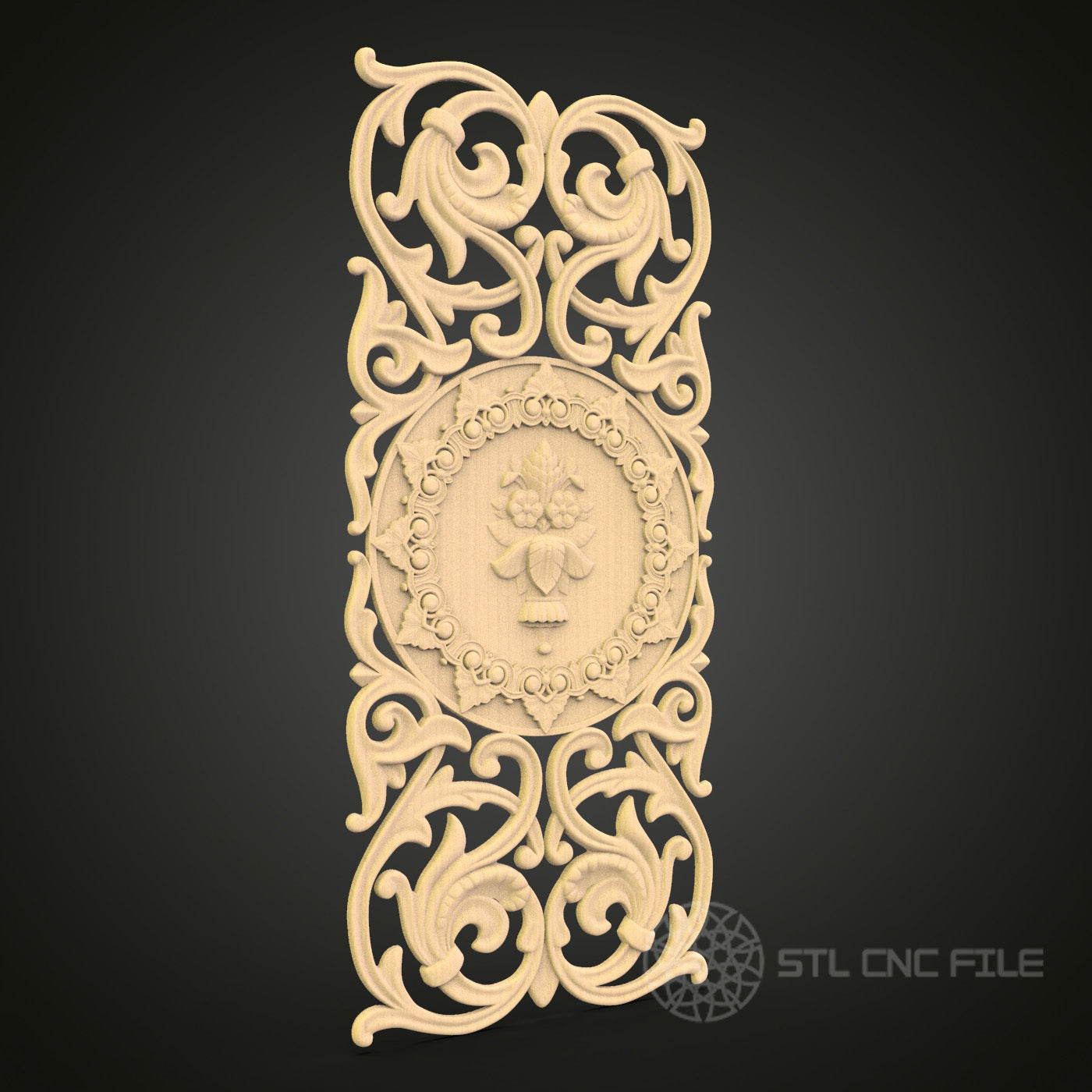 Ornate Medallion & Scrollwork STL File for CNC - Elaborate 3D Wood Carving Design