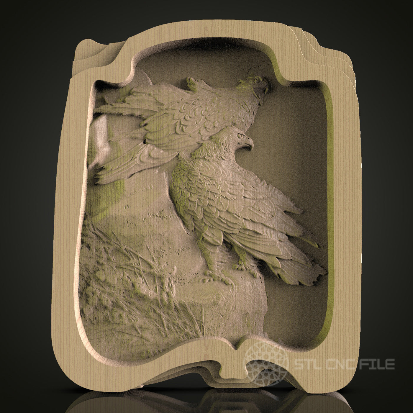 Elegant Eagle Relief Frame - STL File for CNC and 3D Printing