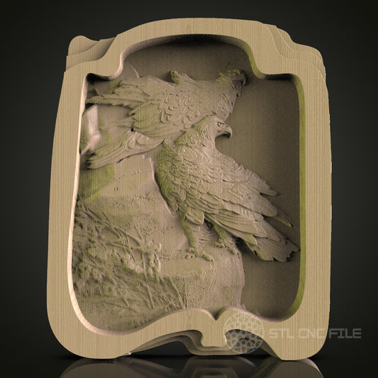 Elegant Eagle Relief Frame - STL File for CNC and 3D Printing