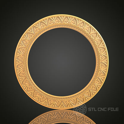 Geometric Foliage Circular Frame STL Model – Perfect for CNC and 3D Printing