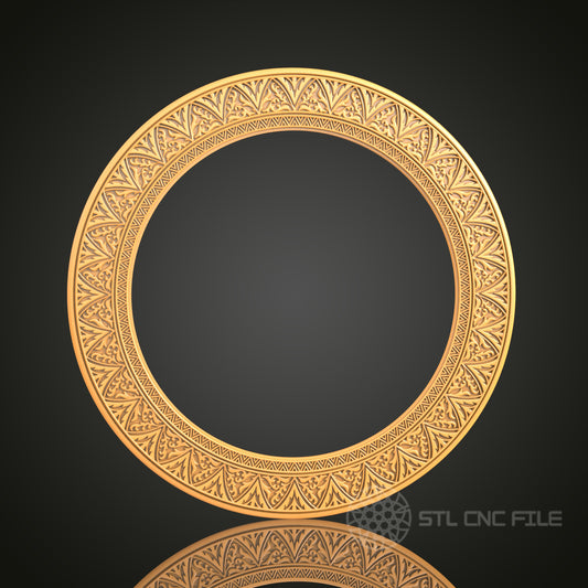 Geometric Foliage Circular Frame STL Model – Perfect for CNC and 3D Printing
